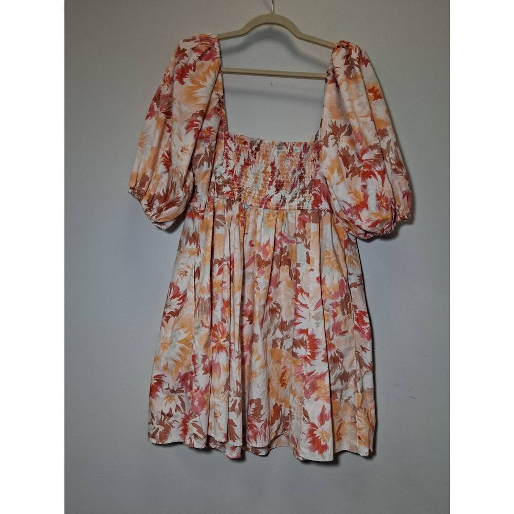 American eagle womens xl puffer sleeve shirt dress floral - Picture 5 of 8